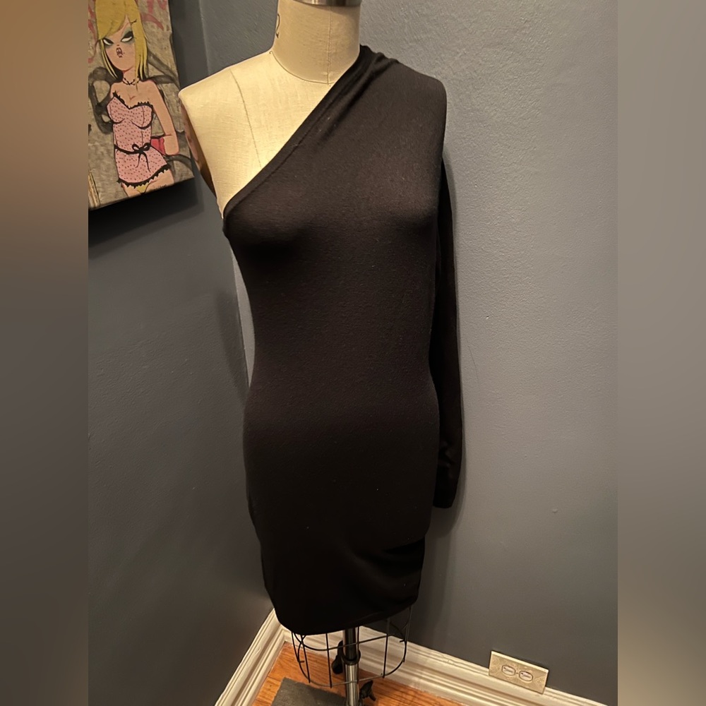 Moda International Victoria Secret One Shoulder Long Sleeve Dress Black Small